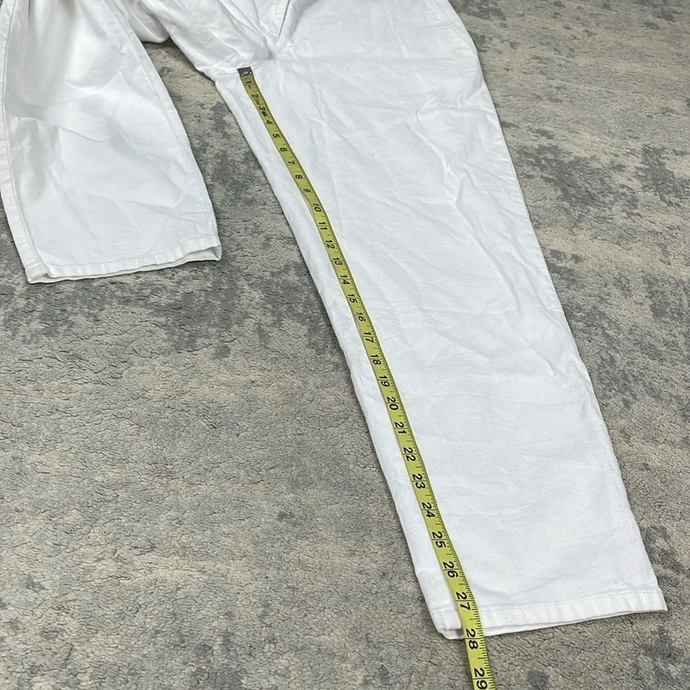 New Eileen Fisher Cotton Hemp Stretch Tapered Pant White Ankle Sz 12
